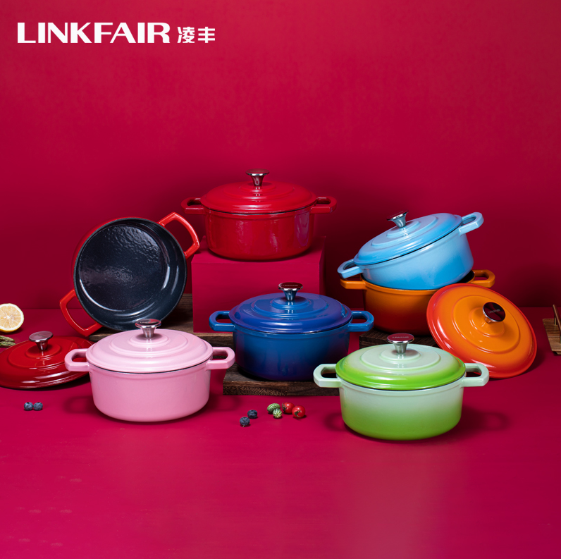 LINKFAIR 凌丰 LFTG-FL22SD 铸铁珐琅双耳汤锅22cm 多色159元包邮（需领券）