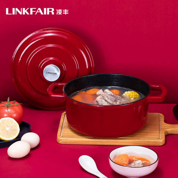 LINKFAIR 凌丰 LFTG-FL22SD 铸铁珐琅双耳汤锅22cm 多色159元包邮（需领券）