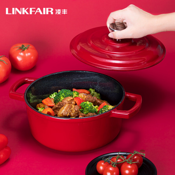 LINKFAIR 凌丰 LFTG-FL22SD 铸铁珐琅双耳汤锅22cm 多色159元包邮（需领券）