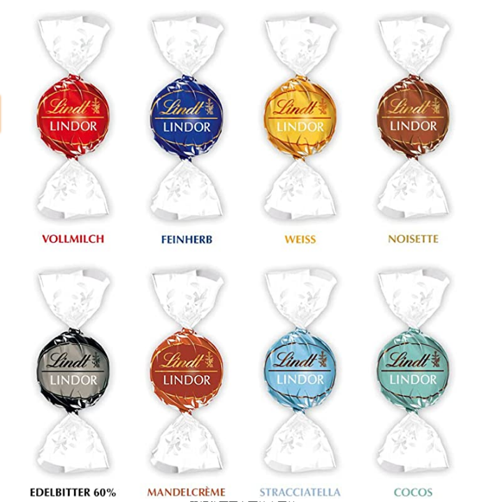 Lindt 瑞士莲 Lindor系列 夹心巧克力球鉴赏礼盒（8口味/‎1.57kg）新低291.34元（可3件92折）