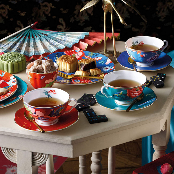 Wedgwood 玮致活 嫣红牡丹系列 骨瓷茶杯碟绿色套装‎40032097352.94元（天猫旗舰店880元）