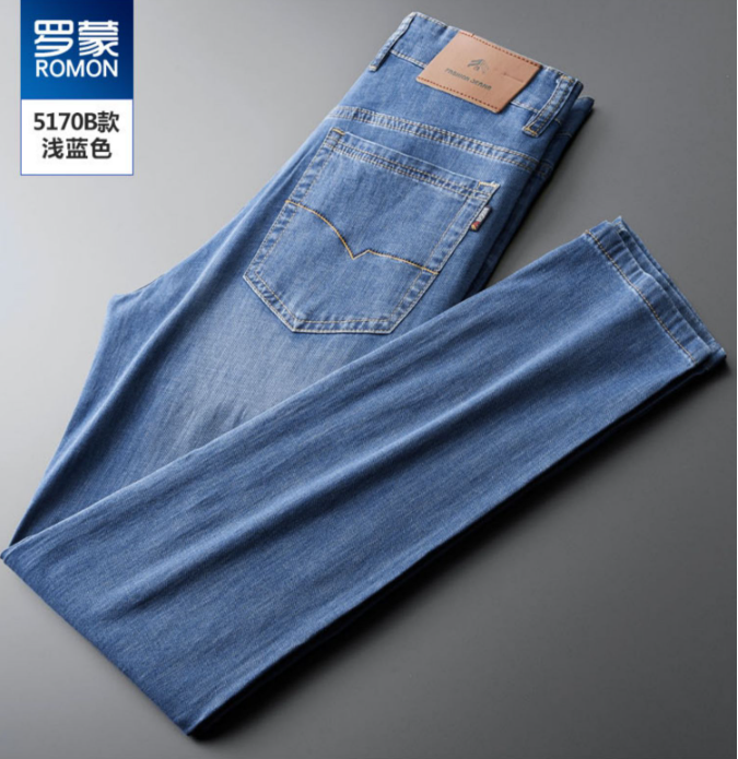 罗蒙 2023新款男式夏季薄款凉感冰氧吧宽松直筒牛仔裤 5色79元包邮（需领券）