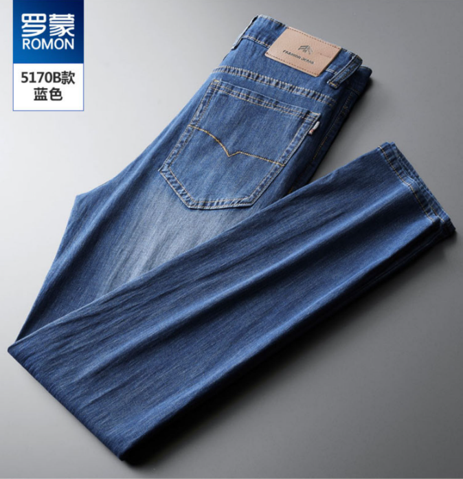 罗蒙 2023新款男式夏季薄款凉感冰氧吧宽松直筒牛仔裤 5色79元包邮（需领券）