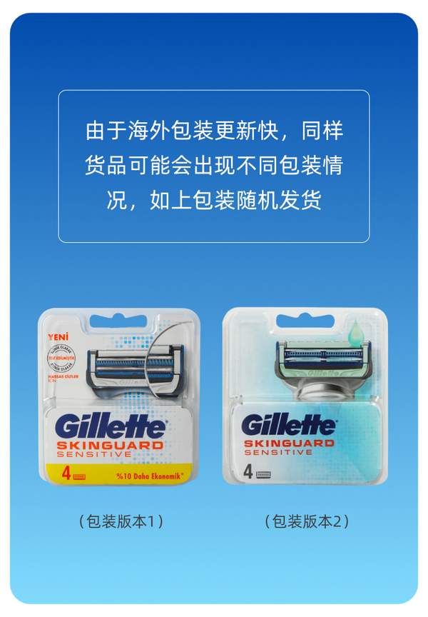Gillette 吉列 SKIN 云感 剃须刀头 4枚装59元包税包邮（14.75元/个）