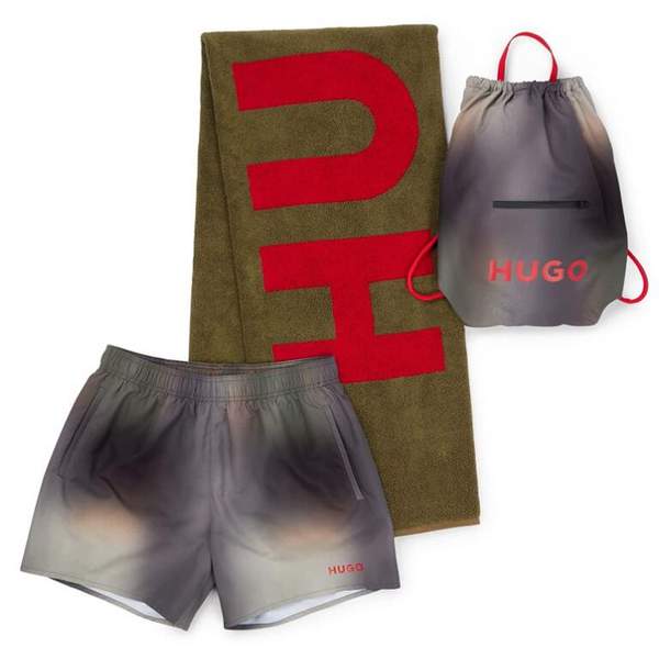 HUGO Hugo Boss 雨果·博斯 Cruise 沙滩3件套（速干泳裤+浴巾+抽绳包）525.43元