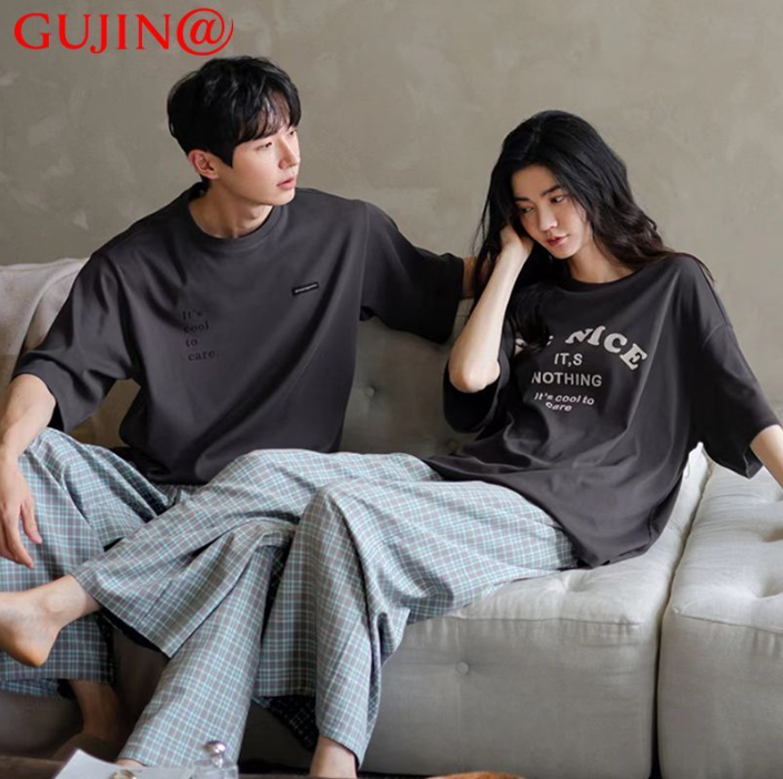 中华老字号，GUJIN 古今 男女情侣款棉质长袖家居服套装 2色新低39元包邮（需领券）
