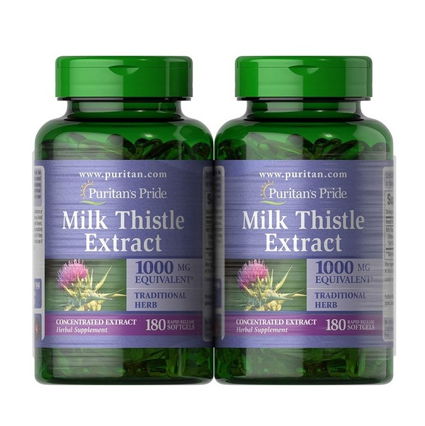 解酒护肝，Puritan's Pride 普丽普莱 奶蓟提取物软胶囊1000mg*180粒*2瓶装120.69元
