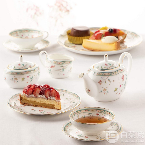 Noritake 则武 Hanasarasa花更纱 骨瓷杯碟套组 180ml*2组装 P58043A/4409327.65元（天猫旗舰店770元）