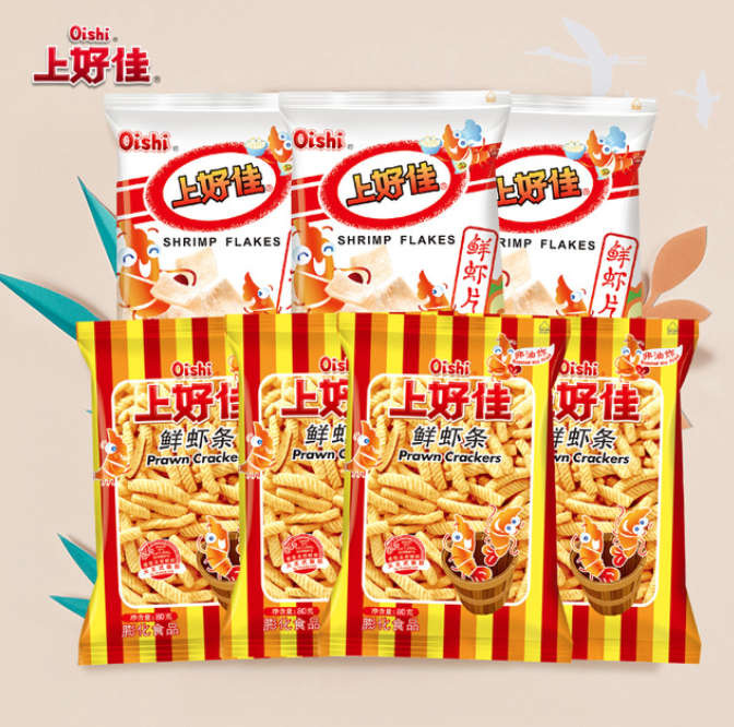 上好佳 洋葱圈/鲜虾片80g*7包36.9元包邮（需领券）