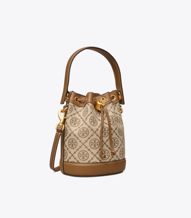 TORY BURCH 汤丽柏琦 T MONOGRAM 女士迷你提花斜挎水桶包 879612549.63元（官网4250元）
