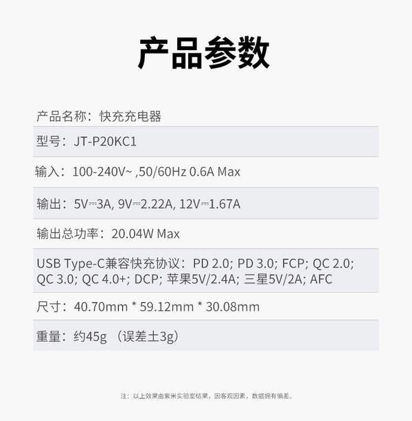 ZMI 紫米 JT-P20KC1 PD3.0/QC3.0充电头 快速充电器 20W新低20元包邮（需领券）