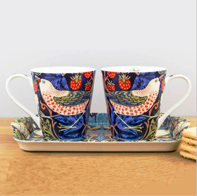 Portmeirion 波特美林 草莓小偷陶瓷马克杯托盘套装3件（180ml*2个+托盘*1个）新低142.55元