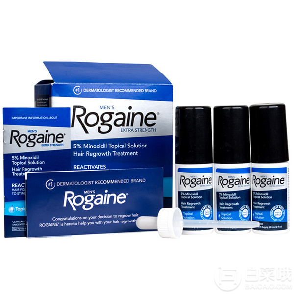 88VIP会员，Rogaine 落健 米诺地尔酊男用生发液 60ml*3瓶+凑单品404.2元包邮包税（130.65元/瓶）