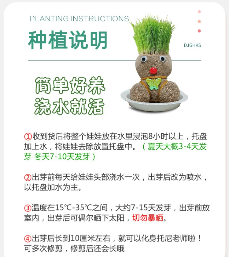 春速 草头娃娃小盆栽（送盆栽+肥料）4.8元起包邮（需领券）