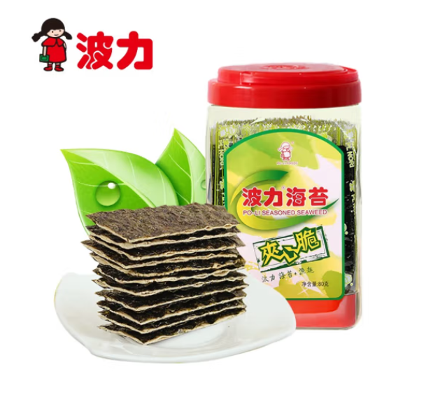 波力 海苔夹心脆罐装 80g25.9元包邮（需领券）