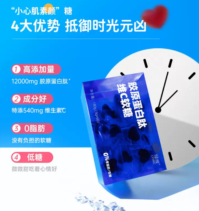 绿瘦 胶原蛋白肽维C软糖果 60粒新低19.9元包邮（需领券）