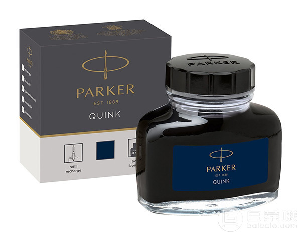 销量第一！Parker 派克 QUINK 速干非碳素 黑色墨水57ml44.84元