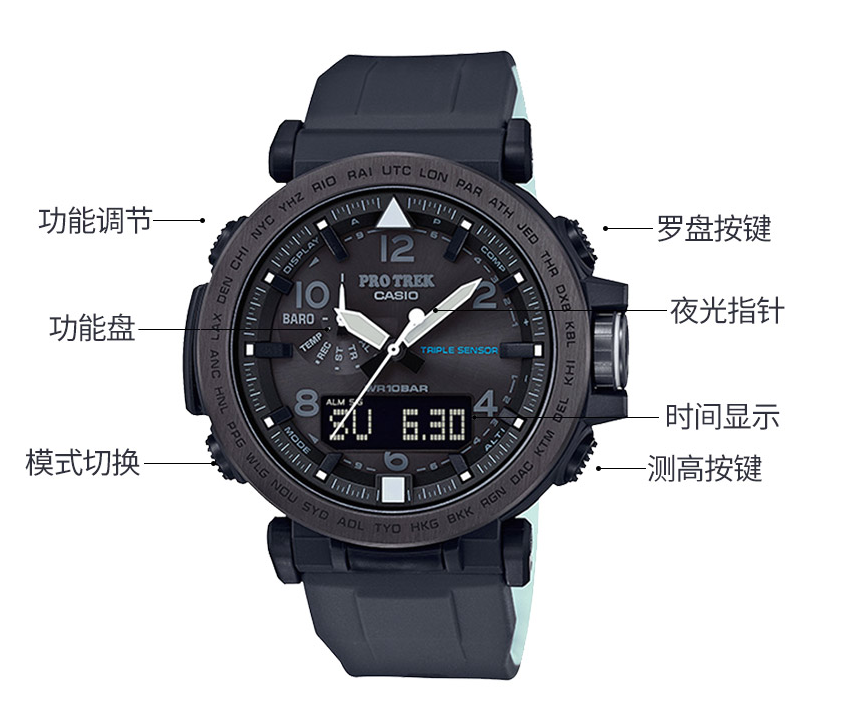 Casio 卡西欧 Pro Trek系列 PRG-650Y-1CR 男士太阳能运动手表1279.81元
