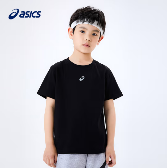 PLUS会员，ASICS 亚瑟士 男女童纯棉短袖T恤 3色68.05元包邮（双重优惠）