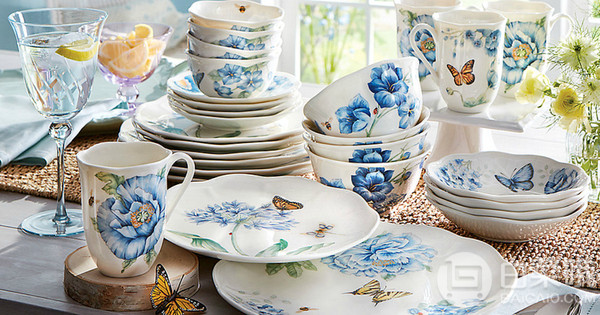 Lenox 伦诺克斯 Butterfly Meadow蝶舞芳草系列 骨瓷餐盘6件套301元