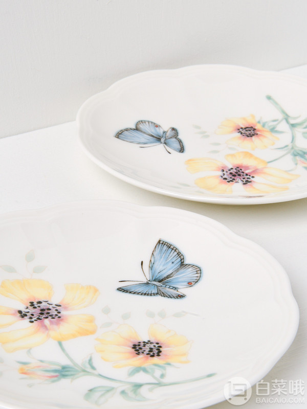 Lenox 伦诺克斯 Butterfly Meadow蝶舞芳草系列 骨瓷餐盘6件套301元