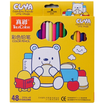 TRUECOLOR 真彩 2926-48 木质六角杆彩色铅笔 48色 *5件 图1