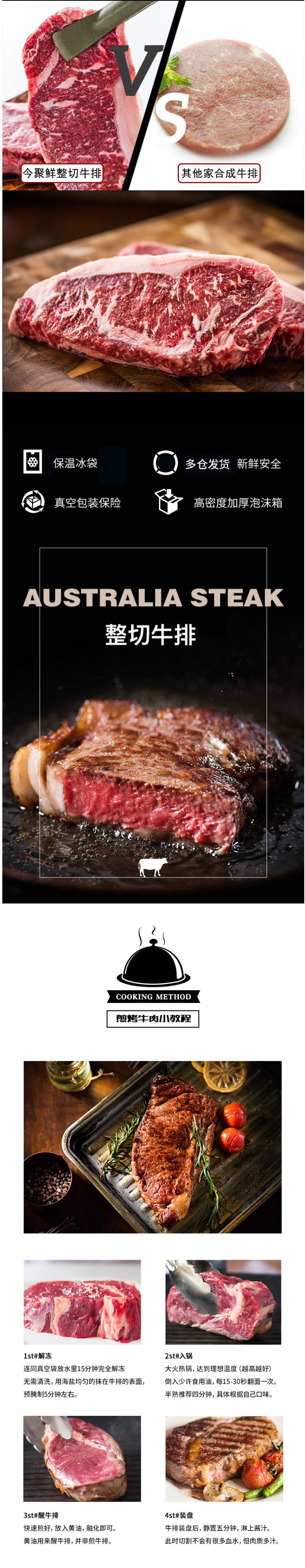 澳洲进口 今聚鲜 西冷/眼肉 原切牛排套餐 10片1300g 图2