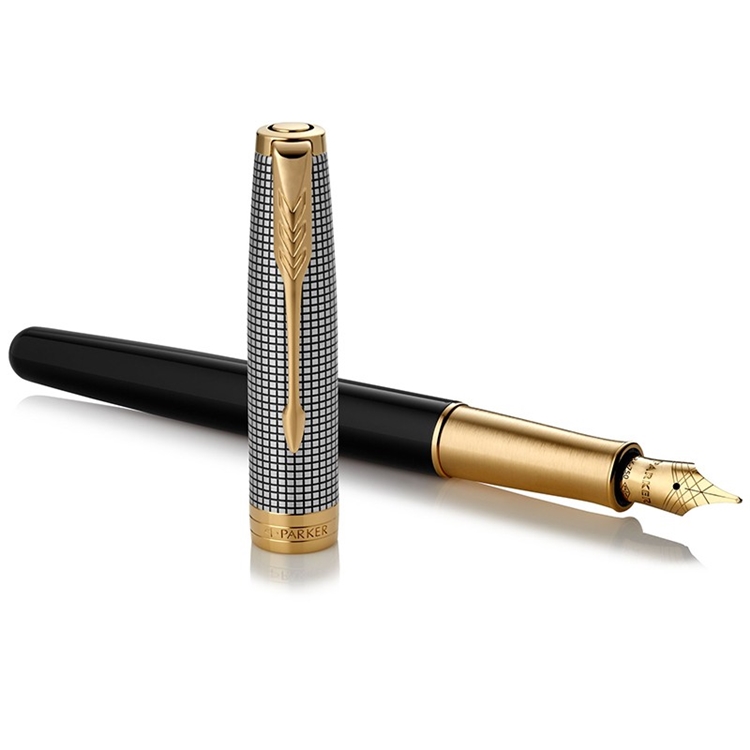 PARKER 派克 SONNET卓尔 光影格纹金夹 钢笔 18K金F尖 图1
