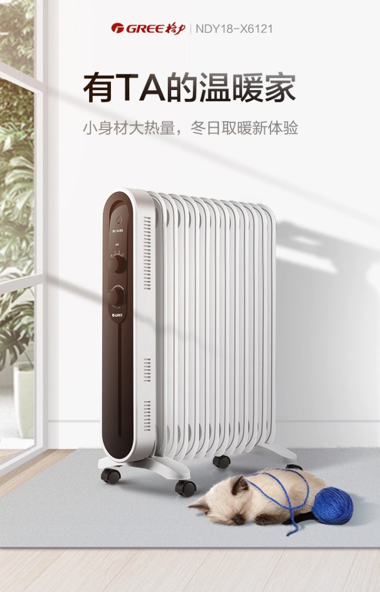 ​格力 NDY18-X6121 13片电热油汀取暖器 2100W 图1