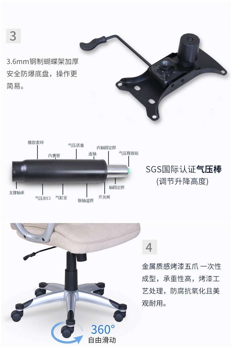 美国 舒达 Serta 托雷斯 办公电脑椅 SGS认证气压棒+防爆底盘 图4