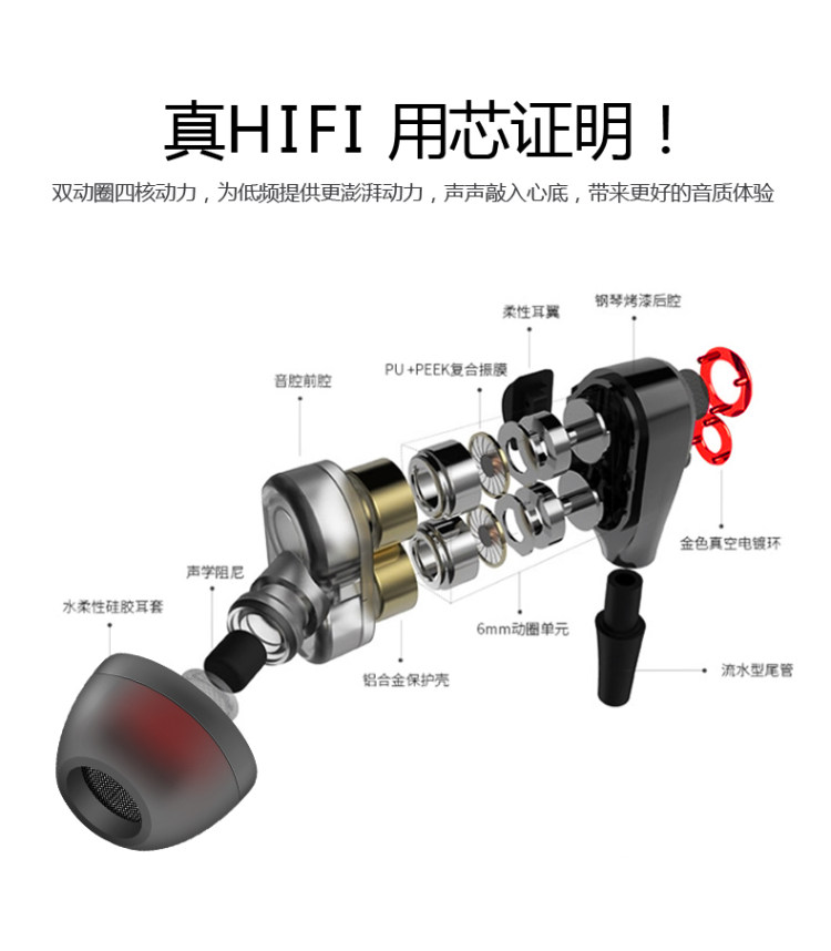 HiFi 四核双动圈重低音耳机 图4