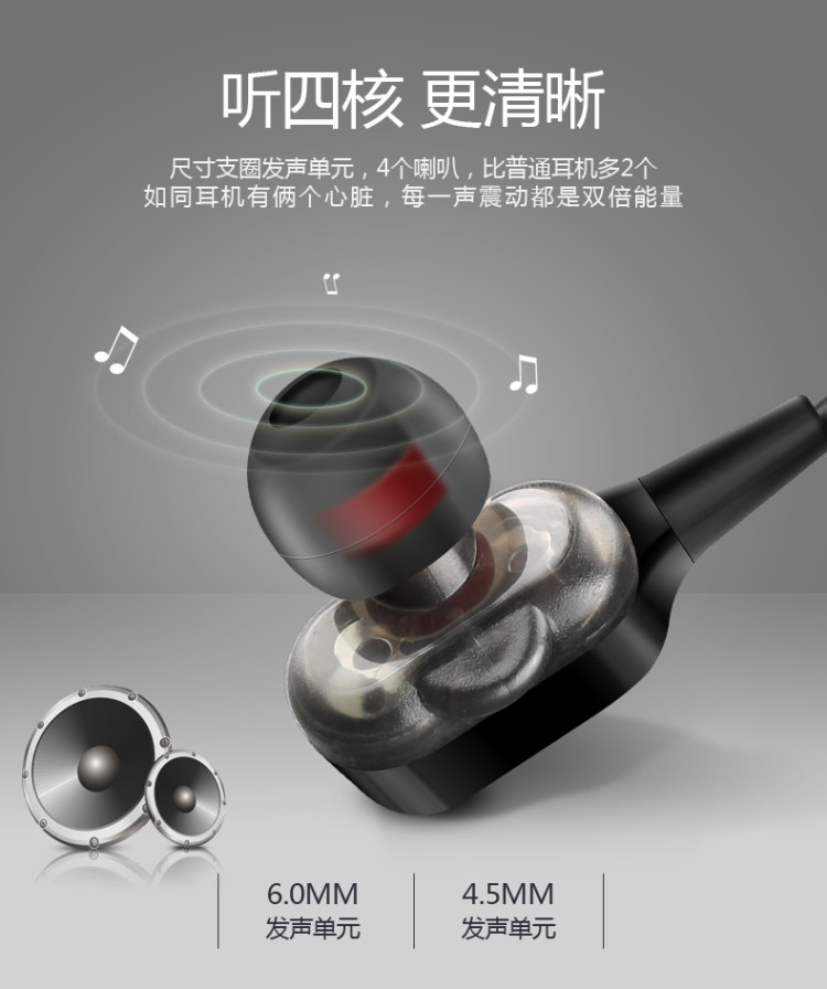 HiFi 四核双动圈重低音耳机 图5