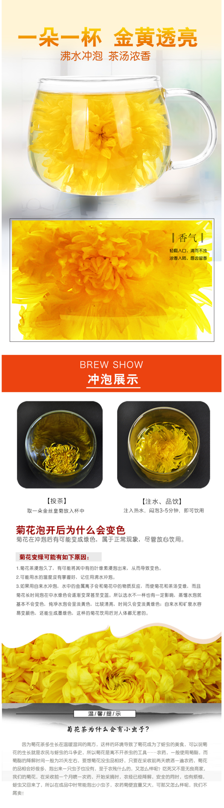 融茗堂 徽州大金丝皇菊 一朵一杯 40朵 每朵独立包装 图5