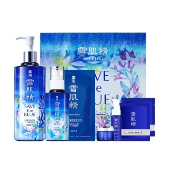 雪肌精清润水乳蓝色宣言环保礼盒（化妆水450ml+乳液130ml+6件组）+ 美肤7件套+ 499超值礼包+凑单品 图2