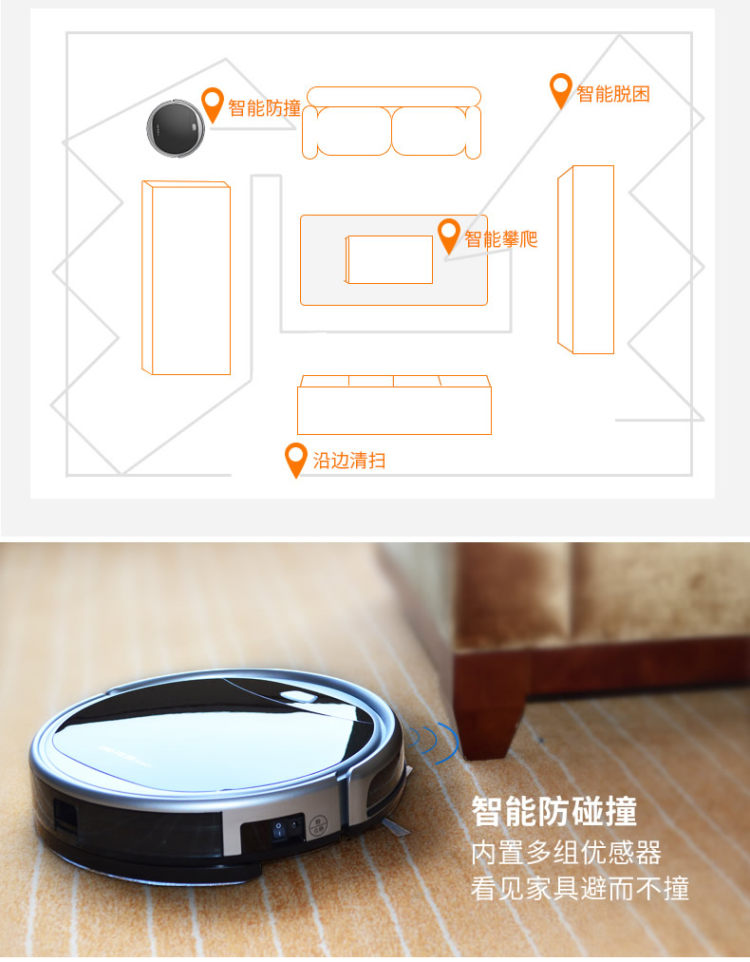 罗弗尔 S608 智能扫地机器人 吸扫拖一体 智能回充 图2