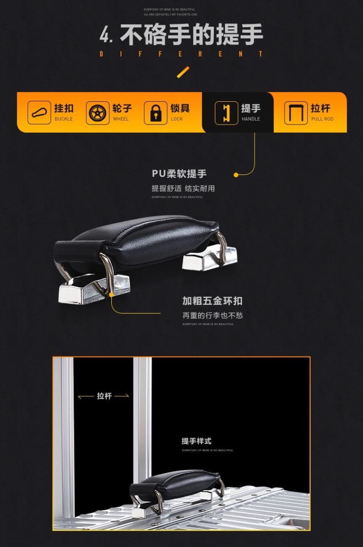 歌莱蒂丝 Gladys 铝框四方款 万向轮拉杆箱 20寸 图11