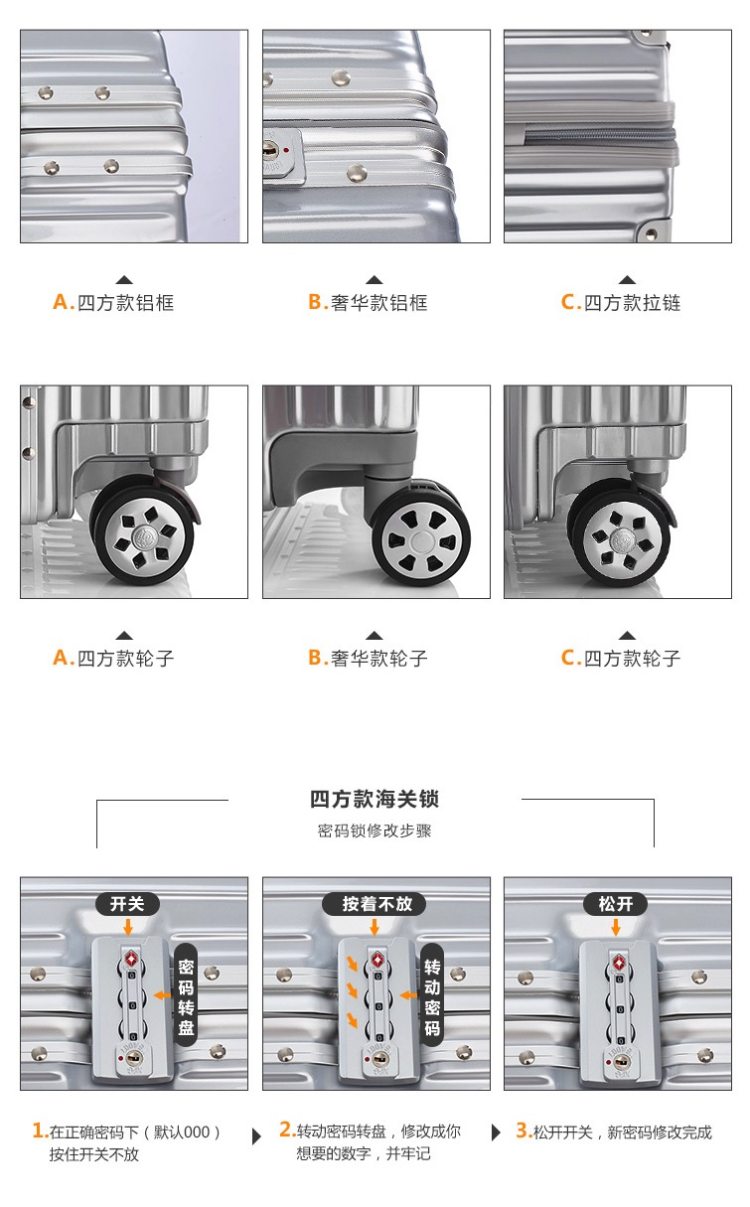 歌莱蒂丝 Gladys 铝框四方款 万向轮拉杆箱 20寸 图18