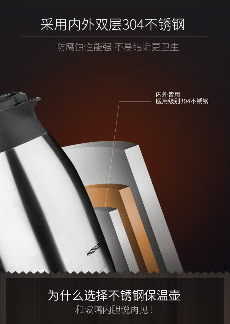 象印 SH-FE19C 双层304不锈钢 保温壶 1.9L 图11