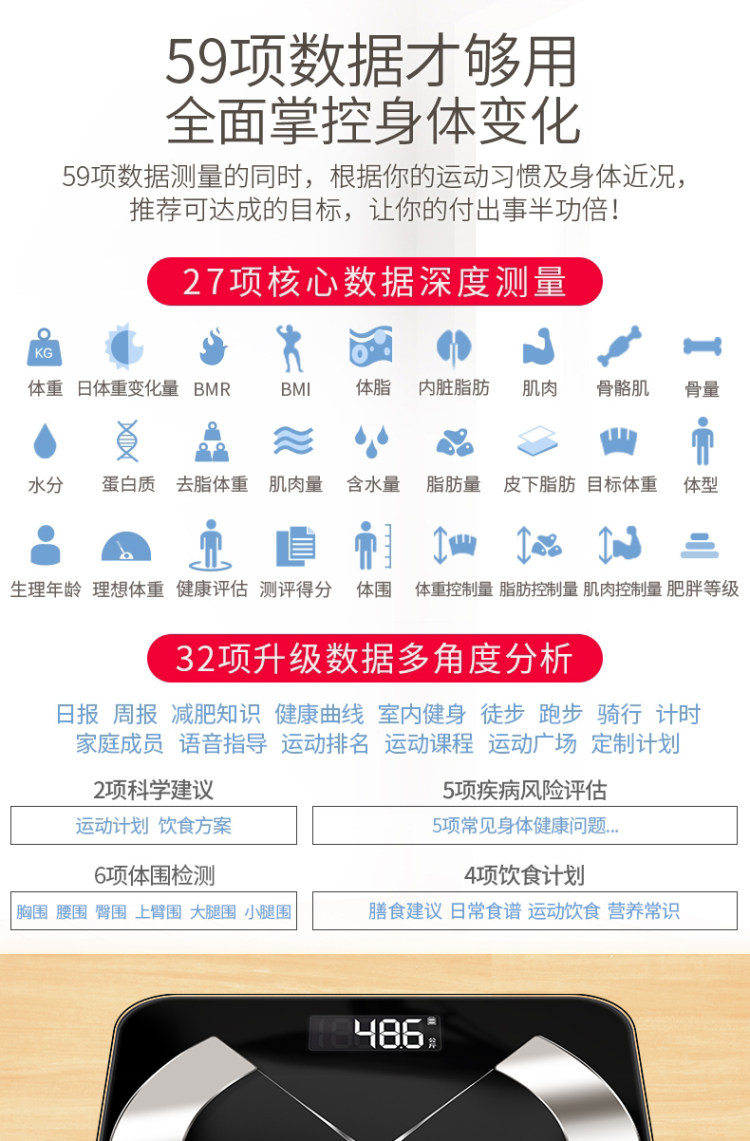 爱康唯 智能体脂秤 可提供79项瘦身数据 图2