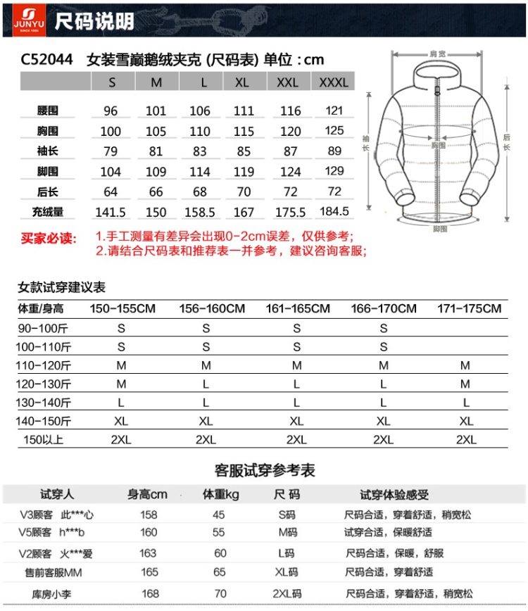 君羽 冬季新款 800蓬150克90%鹅绒 防风防雨雪 女加厚冲锋衣羽绒服  可抗-15℃ 图14