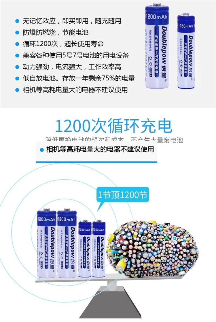 倍量 通用充电器+充电电池8节 5号7号可选 图3
