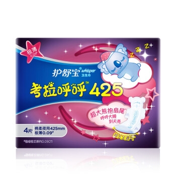 whisper 护舒宝 超薄夜用 考拉呼呼卫生巾 425mm 4片 *2件 图2