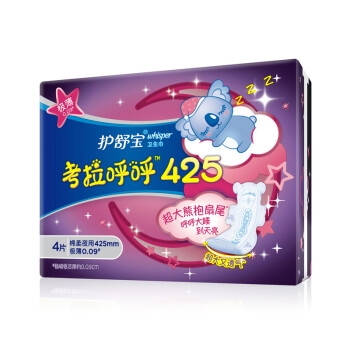 whisper 护舒宝 超薄夜用 考拉呼呼卫生巾 425mm 4片 *2件 图3