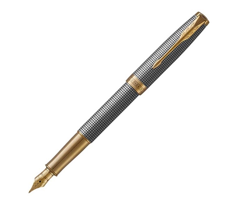 中亚Prime会员： PARKER 派克 SONNET卓尔系列 纯银格子纹金夹 钢笔 图1
