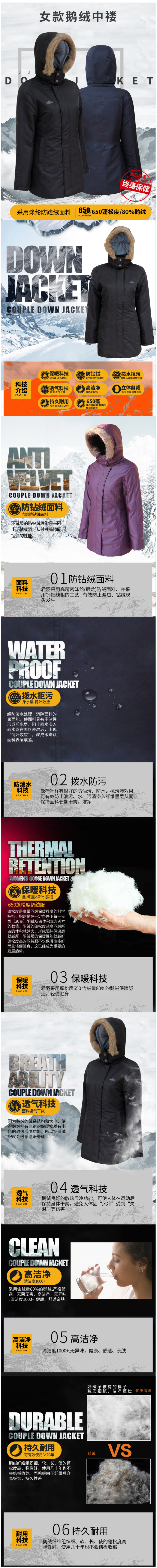 清仓神价 君羽 冬季新款 800蓬162克90%鹅绒 女中长款羽绒服 可抗-15℃ 图3