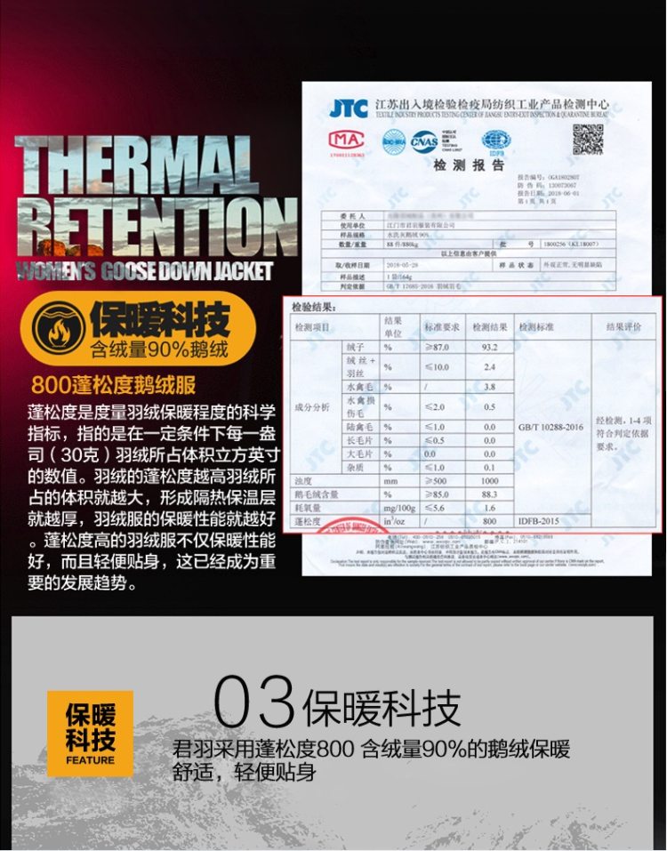 君羽 18年款 800蓬170克90%鹅绒 防风防雨雪 男冲锋衣羽绒服  可抗-15℃ 图7