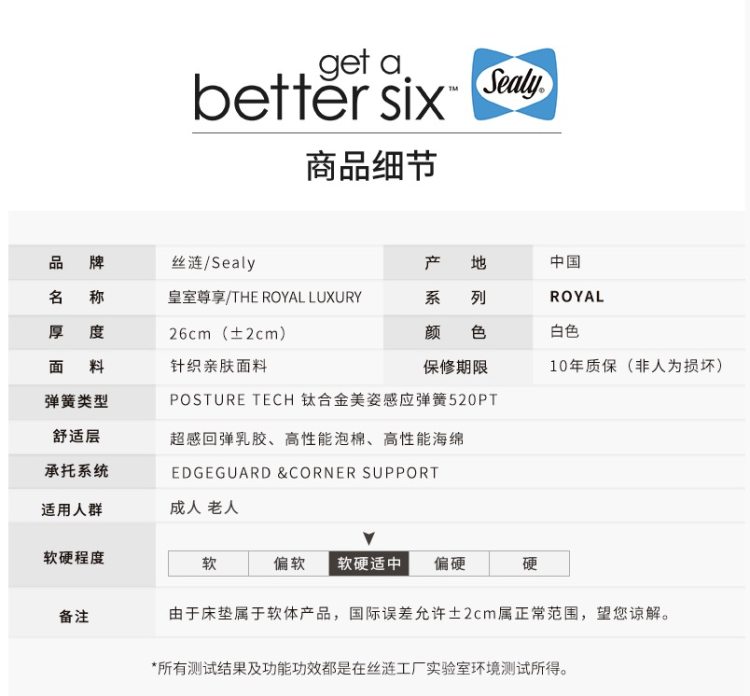 五星酒店同款 美国丝涟 皇室尊享款 钛合金弹簧乳胶床垫 图13