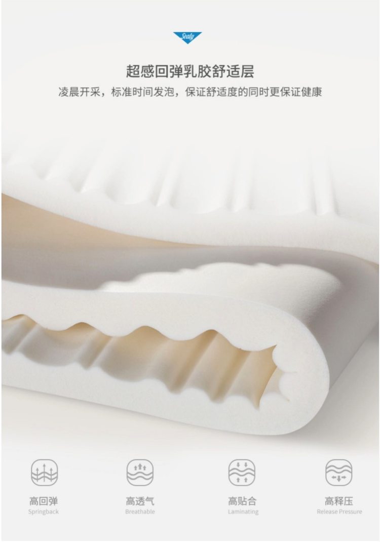 五星酒店同款 美国丝涟 皇室尊享款 钛合金弹簧乳胶床垫 图10