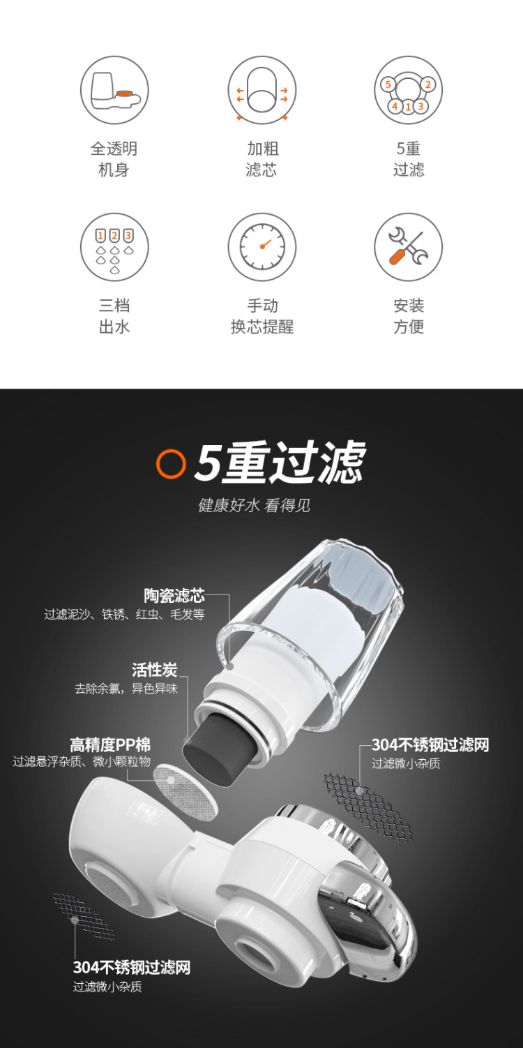 九阳 净水器厨房水龙头过滤器 图4