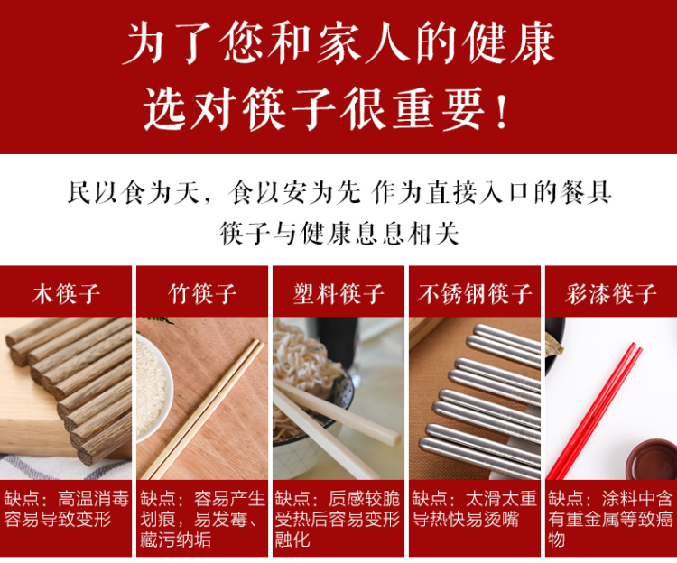 多样屋 花好月圆 防滑防霉筷合金筷子 10双 4.9高分 图3